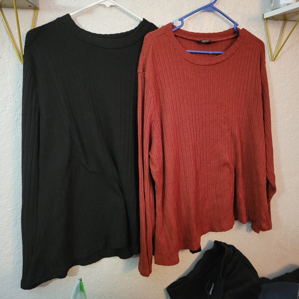 Shein Curve & Plus 2 pack of ribbed knit sweaters